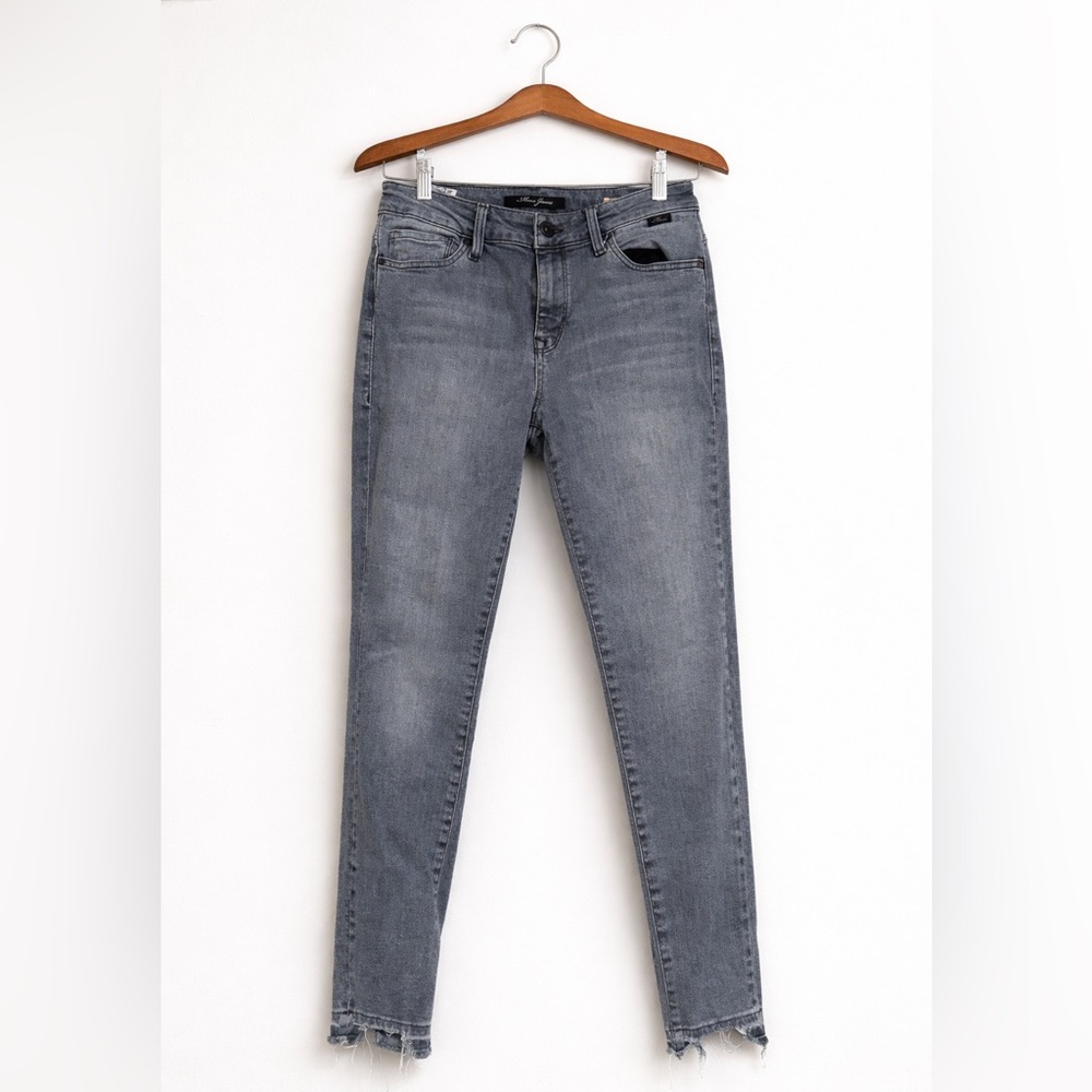 Mavi Tess High Rise Skinny Jeans Grey Raw Hem Size 25